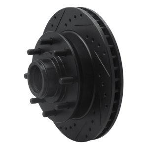 Chevrolet G30 Brake Rotor (1) - Front Left - R1 Concepts - Drilled & Slotted - Black - `92-`02